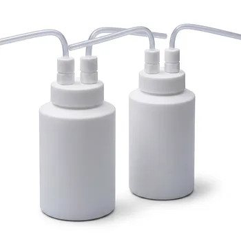 Frasco de lavado de gases de PTFE de alta pureza resistente a la corrosión, unidad de absorción de gases personalizada con conexión de tubo de 1/4 pulgada