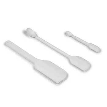 Paleta raspadora y cuchara de muestreo de PTFE personalizada: Herramienta de fluoropolímero blanco resistente a la corrosión y de bajo fondo