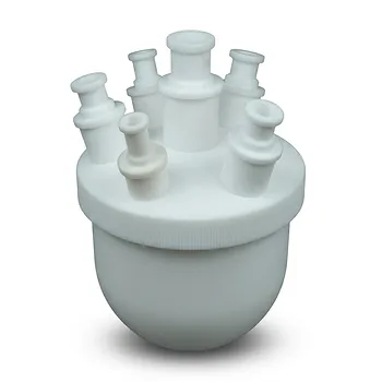 Matraz de PTFE personalizado de múltiples bocas, recipiente reactor químico de laboratorio de 18L para síntesis de alta pureza y aplicaciones de agitación