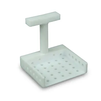Cesta de limpieza de portachips de PTFE personalizada, soporte experimental de polímero alto resistente a la corrosión y sin lixiviación