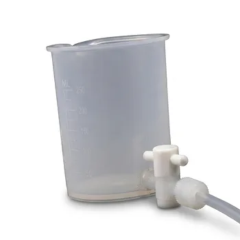 Vaso de precipitados de PFA con válvula de drenaje integrada y tubo de descarga para el procesamiento de productos químicos corrosivos y aplicaciones de laboratorio de alta pureza