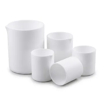 Vasos y matraces de PTFE de gran escala para aplicaciones de laboratorio resistentes a la corrosión a alta temperatura con fabricación CNC personalizada