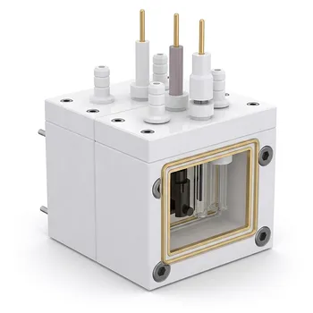 実験室微量分析用 全PTFE製 交換式膜 デュアルチャンバー 三電極方式 光電気化学セル